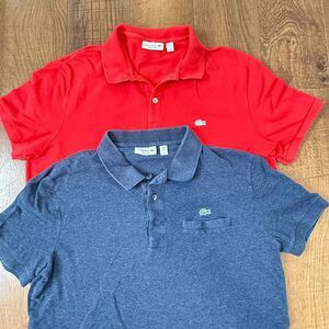 Lot X 2 Polo Ralph Lauren Polo Mens Size XL FR 6 Short Sleeve Shirt Red & Blue